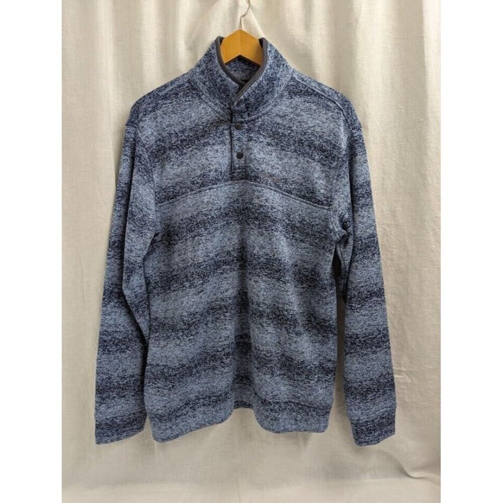Eddie Bauer Men's Large Radiator Fleece Mock Neck Snap Pullover Blue G13